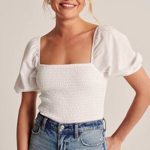 A&F puff sleeve smocked top